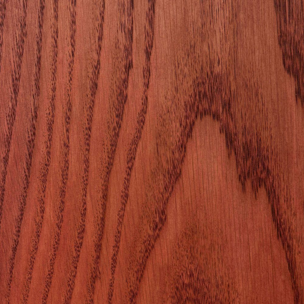 Rubio Monocoat Oil Plus 2C Red Velvet on solid oak — manufacturer sample