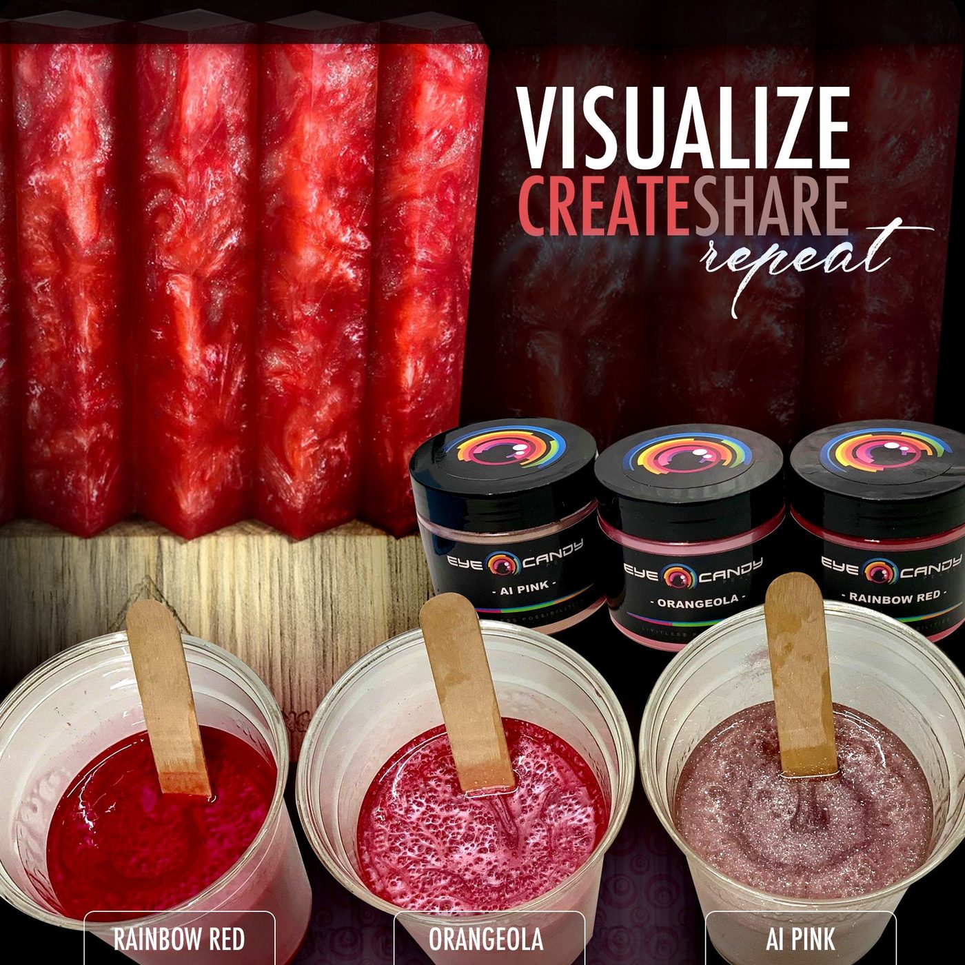 AI Pink v kombinaci s dalšími pigmenty Eye Candy
