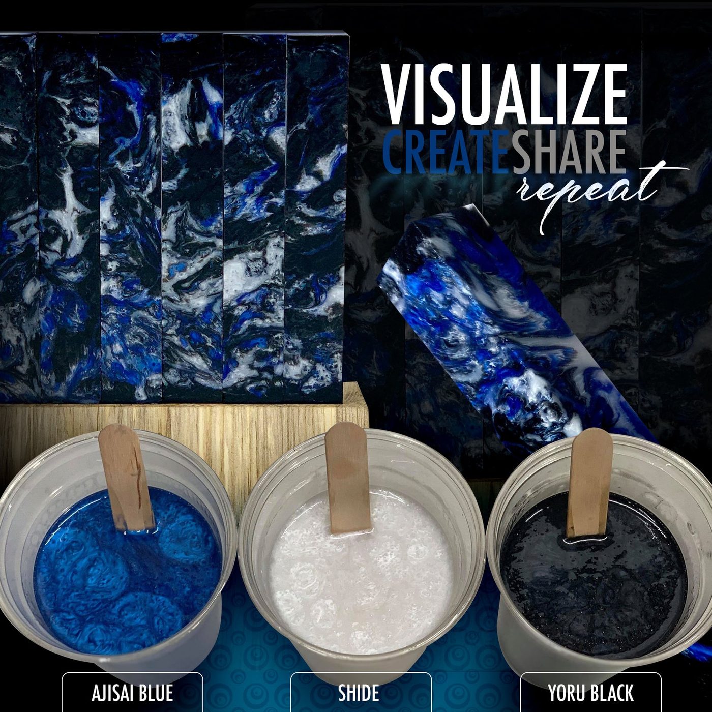 Ajisai Blue v kombinaci s dalšími pigmenty Eye Candy