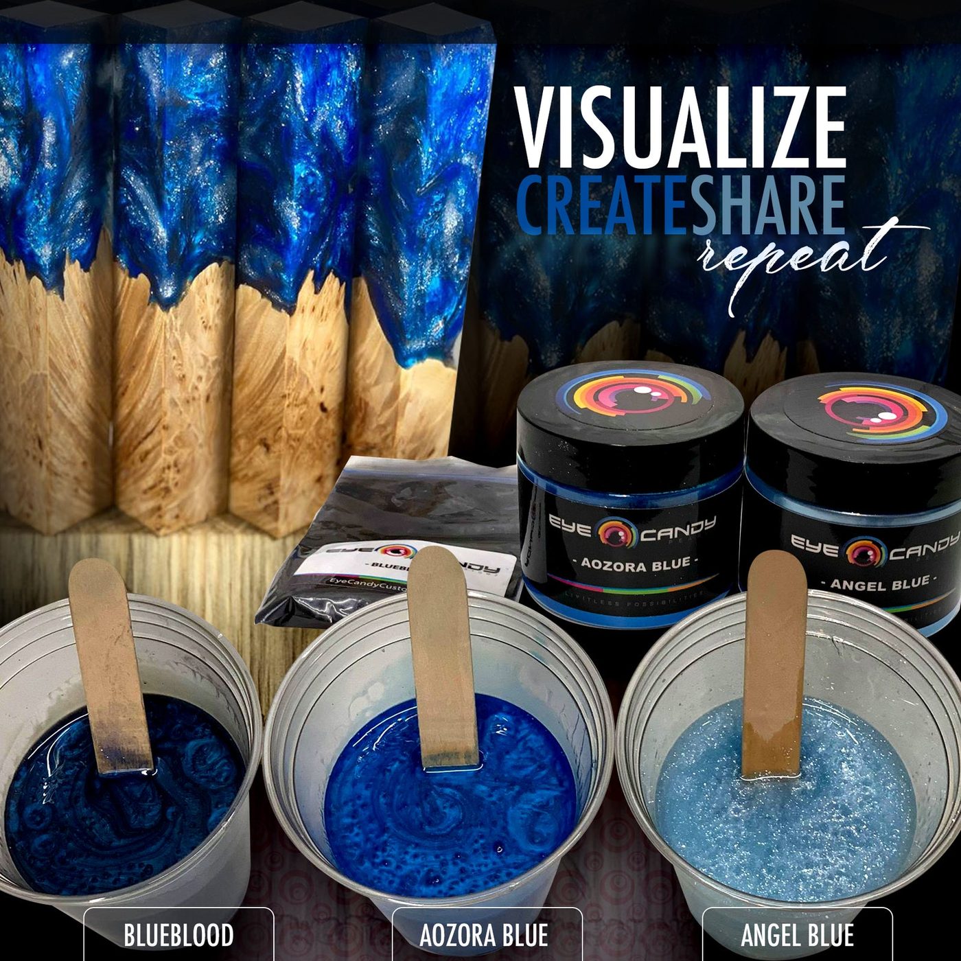 Aozora Blue v kombinaci s dalšími pigmenty Eye Candy