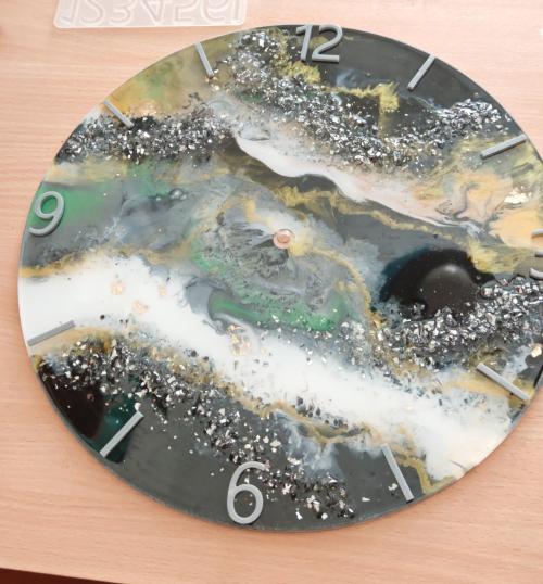 Kulatý ocean art obraz — výtvor zákaznice