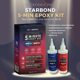 𝗦𝘁𝗮𝗿𝗯𝗼𝗻𝗱 𝟱-𝗺𝗶𝗻𝘂𝘁𝗲 𝗘𝗽𝗼𝘅𝘆, 𝗘𝗮𝘀𝘆 𝟭:𝟭 𝗥𝗮𝘁𝗶𝗼, 240 ml ✅ 𝗣𝗿𝗼𝗳𝗲𝘀𝘀𝗶𝗼𝗻𝗮𝗹 𝗚𝗿𝗮𝗱𝗲 𝗕𝗼𝗻𝗱𝗶𝗻𝗴: Epoxidová pryskyřice vytváří čiré, pevné,...