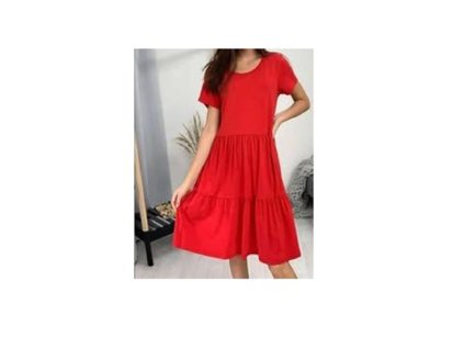 bavlněné šaty s volánem červené