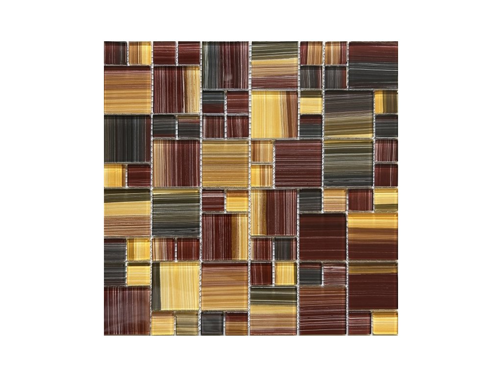 Skleněná mozaika MSM67 žluto-hnědá šrafovaná