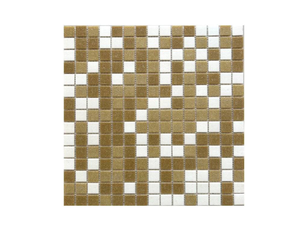 Skleněná mozaika MSB33 bílo-hnědá khaki bazénová
