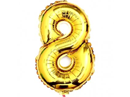 Balónek fóliový narozeniny číslo 8 zlatý 82cm