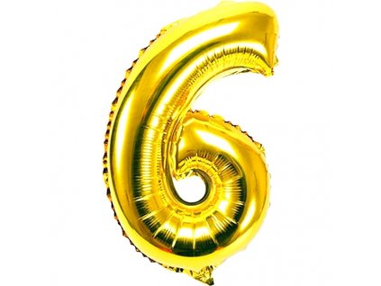 Balónek fóliový narozeniny číslo 6 zlatý 82cm
