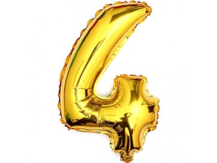 Balónek fóliový narozeniny číslo 4 zlatý 82cm