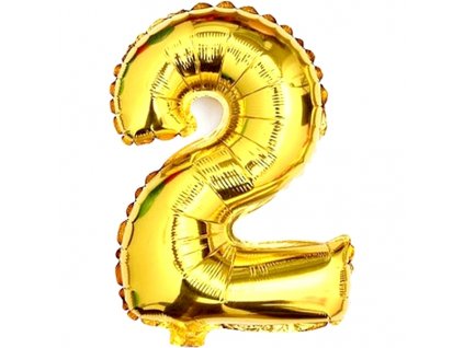 Balónek fóliový narozeniny číslo 2 zlatý 82 cm