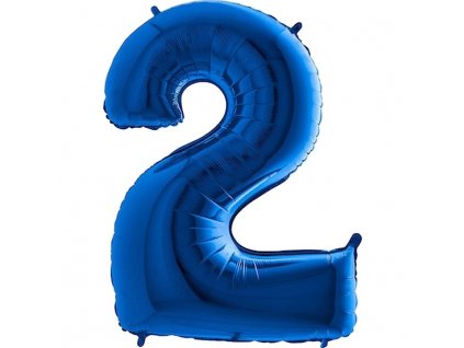 Balónek fóliový narozeniny číslo 2 modrý 82cm
