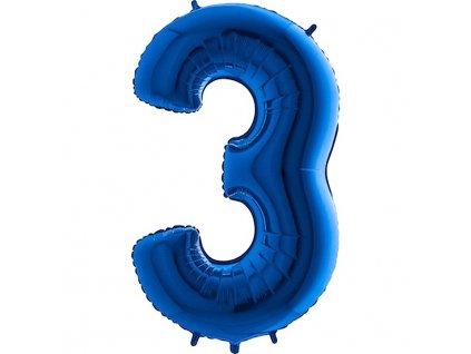 Balónek fóliový narozeniny číslo 3 modrý 82cm