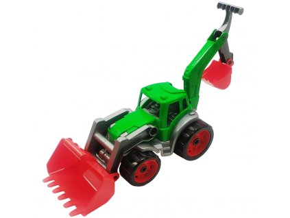 traktor s rypadlem zelený 5