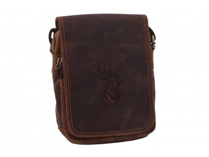 panske kozene crossbody tmavohnedy hunter embos jelen hlava 250591 tophunting