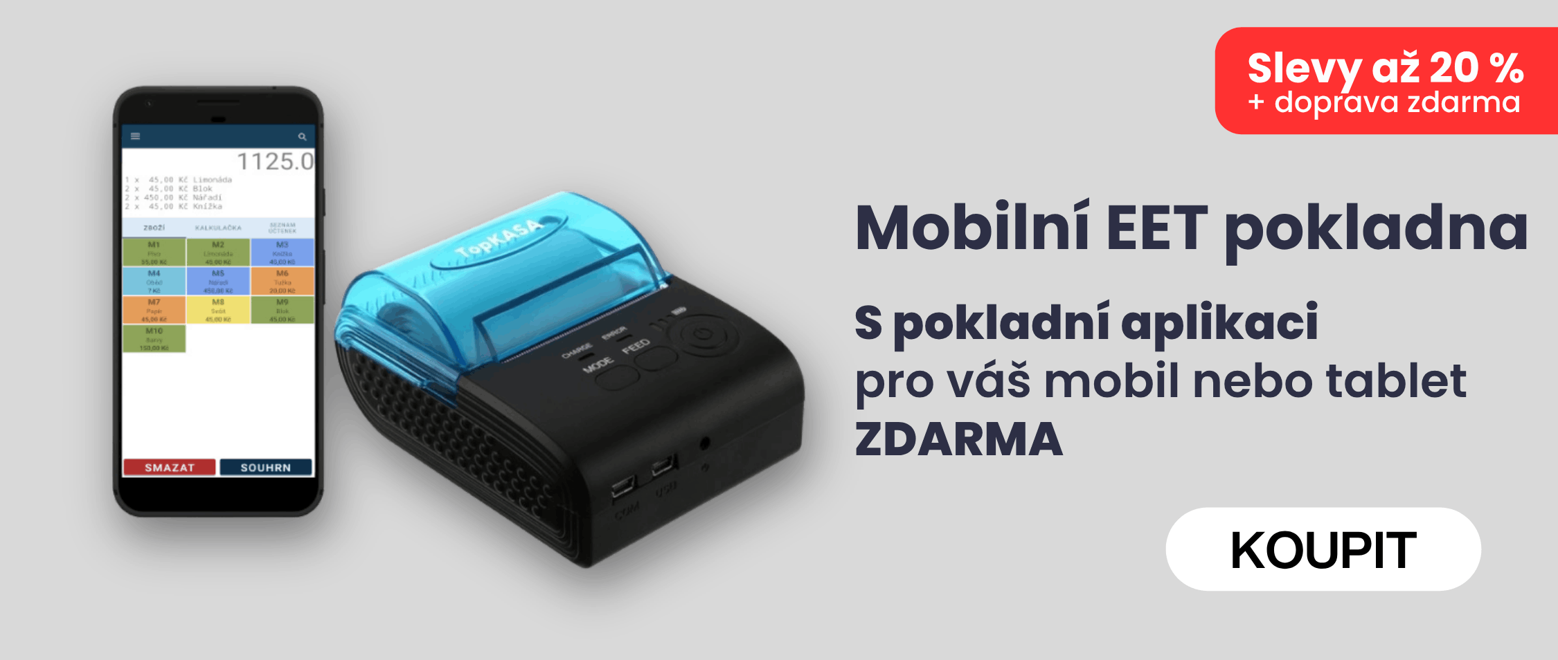 Moderní EET pokladní systém zdarma ve vašem mobilu nebo tabletu. Mobilní mini pokladna pro EET2, Nejprodávanější řešení pro vaše podnikání - TopKasa.cz