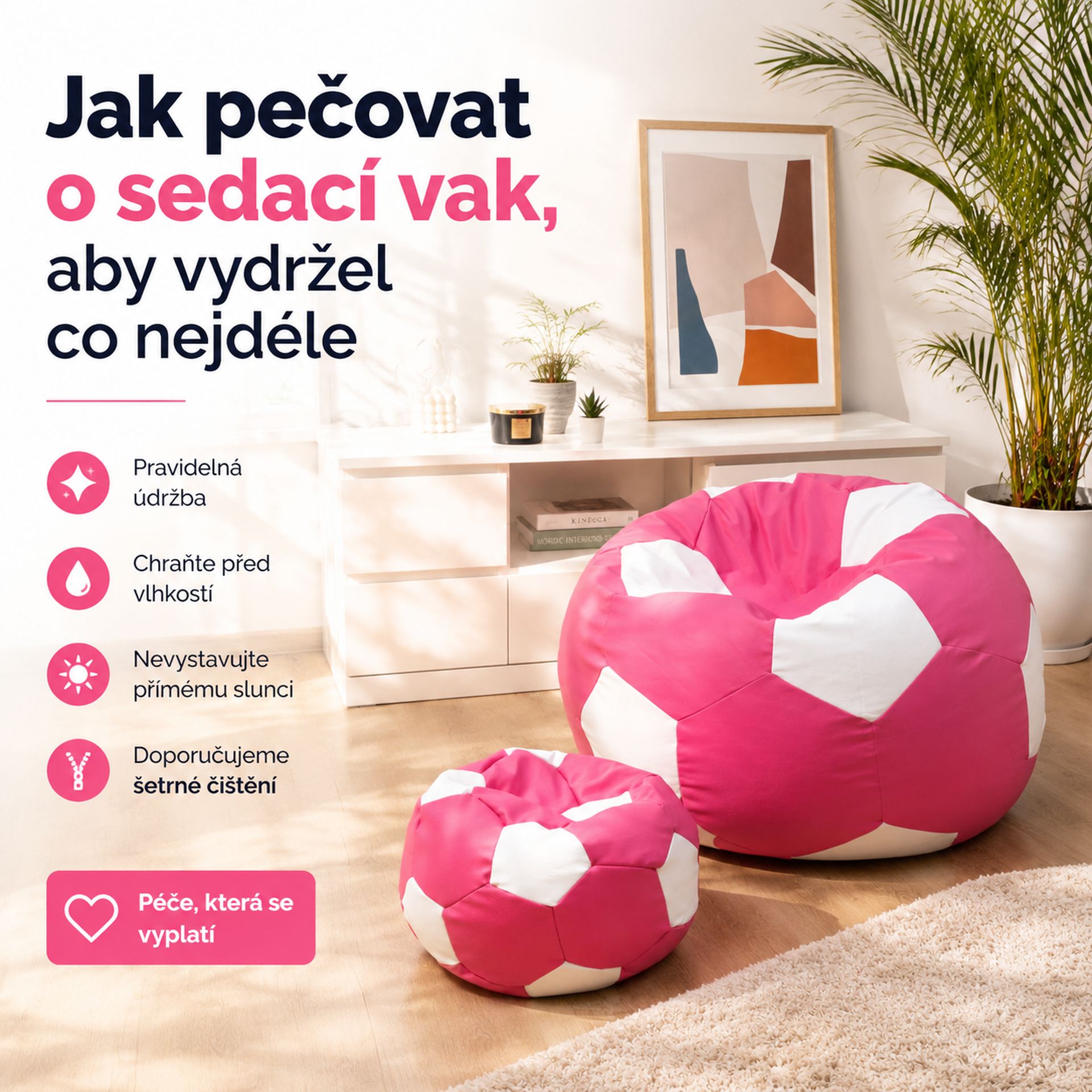 Jak pečovat o sedací vak, aby vydržel co nejdéle