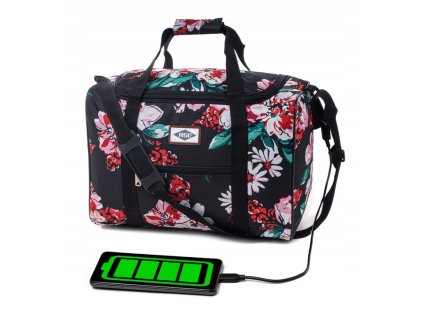 Cestovní taška WIZZAIR 40 x 30 x 20 cm s USB (Barva Šedá / Černá)