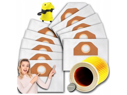 10x WORKI DO ODKURZACZA KARCHER WD3 WOREK WD 3 WD2 WD 6 SE 4001 Plus FILTR