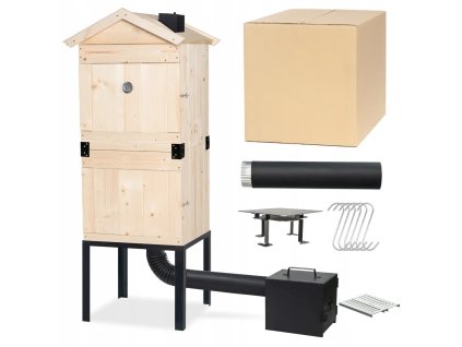 Zahradní dřevěná udírna 160 cm s kovový komín XL - Grill&Smokehouse