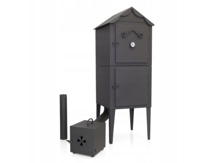 Zahradní ocelová udírna TOPHER 50×50×100 cm s teploměrem