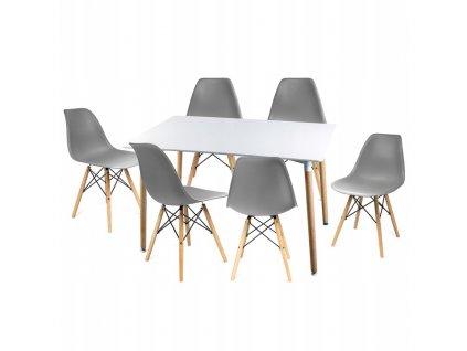 Stol 6 krzesel skandynawskich nowoczesny komplet