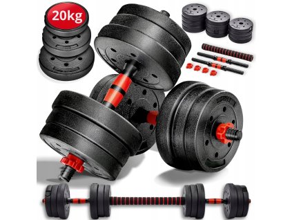 Zestaw 2 hantli bitumicznych regulowanych 20 kg SZTANGA GRYFY SILOWY Hantle