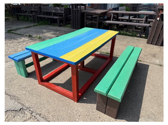 07 eb. Sada detský stôl s 2 lavičkami bez opierky