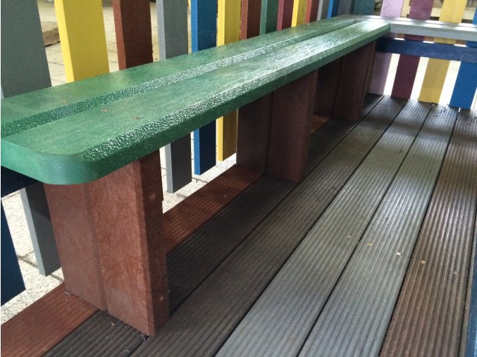 02 df. Board without backrest, two parallel boards, multicollour