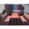 02 ga. Set of 2 solid L-bench benches and a table