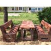 02 ga. Set of 2 solid L-bench benches and a table