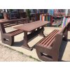 02 ga. Set of 2 solid L-bench benches and a table