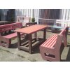 02 ga. Sada 2 masívnych lavíc L-bench a stôl