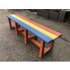 02 da. Bench without backrest 180 cm, different colour versions.