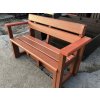 02 bb. Plastic, brick coloured bench with back and arm rests, 120 cm