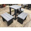 02 gg. Set, tafel met 4 stoelen zonder armleuningen