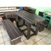 02 gh. Set, racnagular table with 2 benches without backrest