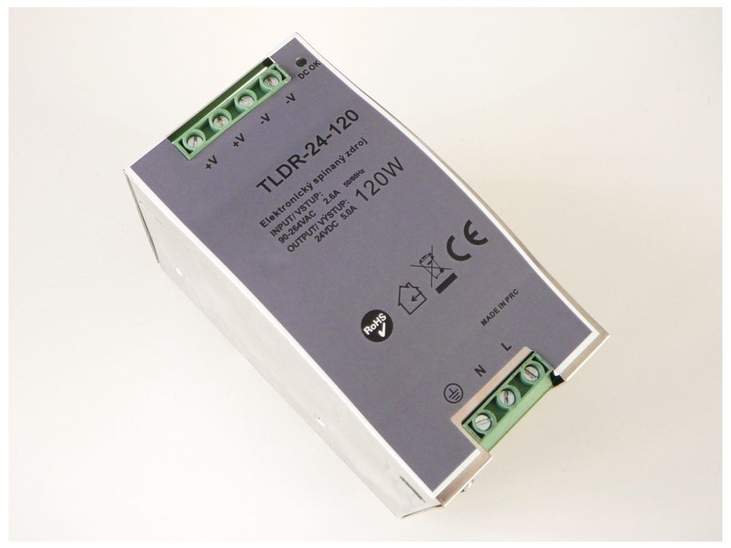 LED napájecí zdroj 24V 120W pro LED pásky - na DIN lištu do rozvodné skříně 5A 05411