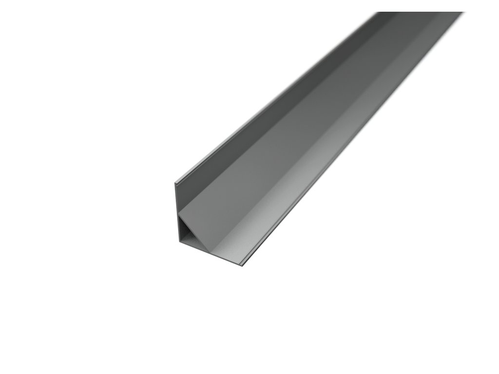 R5 stříbrný rohový hliníkový profil 16x16mm - chladící LED ALU lišta pro LED pásek se sklonem 45°