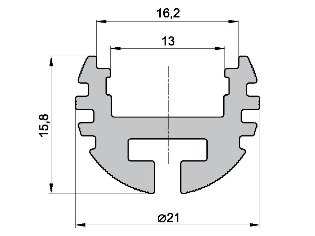 ALU hliníkový profil K kruhový pro LED pásek pro přisazení nebo jako světelná šatní tyč