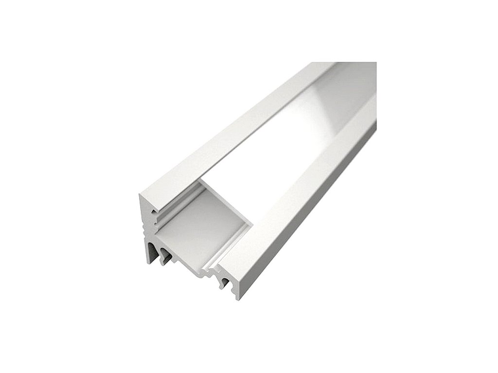 Rohový hliníkový profil bílý PROFILO C / CORNER C bílý. ALU lišta 20x16mm pro LED diodový pásek lišta elox. Jediná ALU lišta s náklonem 30°nebo 60°.
