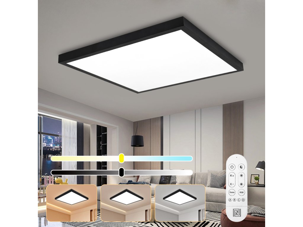 Immax NEO LITE FRAME Smart stropní svítidlo 60x60cm, IP44, CCT, WiFi, Tuya, BEACON černé