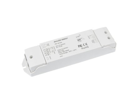Radiofrekvenční přijímač pro stmívání LED svítidel dimLED stmívač. Dálkové stmívání slaboproudých 5-36 V LED pásků a světel. Max. zatížení 8 A při 12 V 96 W a při 24 V 192 W. Cena 349 Kč. Rozměry 97 x 33 x 18 mm. TopLux Praha skladem na prodejně.