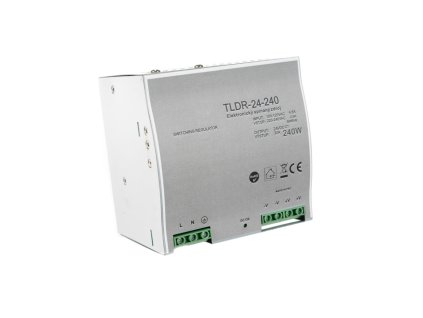 LED napájecí zdroj 24V 240W pro LED pásky - na DIN lištu do rozvodné skříně 10A 05412 LED elektronický spínaný zdroj pro LED pásky (trafo) určený pro vnitřní použití, možnost uchycení na DIN lištu do rozvaděče. Kompatibilní na lišty TS35/15 a TS35/15. Tento typ zdrojů je opatřen pojistkou proti přetížení, tepelnou pojistkou a pojistkou proti zkratu (opět plně funkční po odstranění zkratu). TopLux Osvětlení Praha skladem na prodejně nízké ceny a množstevní slevy