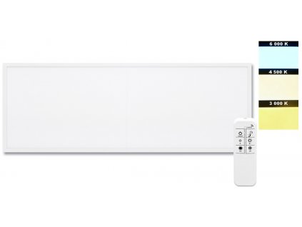 Vestavný LED panel ZEUS 30x120cm určený primárně montáž do rastrových stropních podhledů Stmívatelný zdroj je součástí balení s dálkovým ovladačem Bi-Color