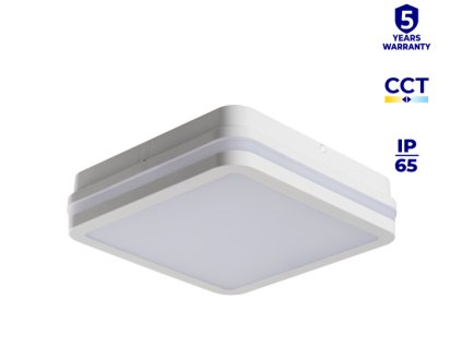 Hranaté bílé PROFI Venkovní stropní a nástěnné LED svítidlo BENO 12W/18W CCT IP65 voděodolné do koupelny