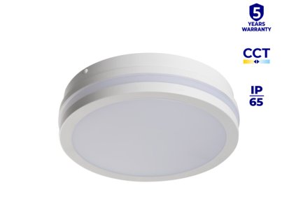 Kulaté bílé PROFI Venkovní stropní a nástěnné LED svítidlo BENO 12W/18W CCT IP65 voděodolné do koupelny
