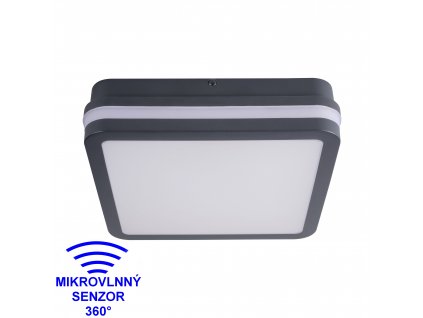 LED nástěnné venkovní svítidlo BENO 18W NW-L-SE  4000K s HF senzorem hranaté grafitové IP54 32947