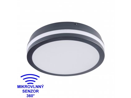 LED nástěnné venkovní svítidlo BENO 18W NW-O-SE  4000K s HF senzorem kulaté grafitové IP54 32945