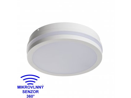 LED nástěnné venkovní svítidlo BENO 18W NW-O-SE  4000K s HF senzorem kulaté bílé IP54 32944