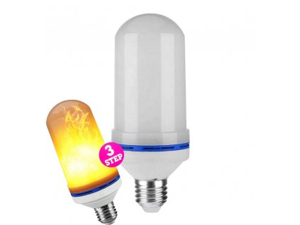 LED žárovka co svítí jako oheň E27 9W, funkce imitace hořícího ohně extra teplá oranžová do lucerny, umělého krbu, louče, lustru uklidňující bezpečný plamen