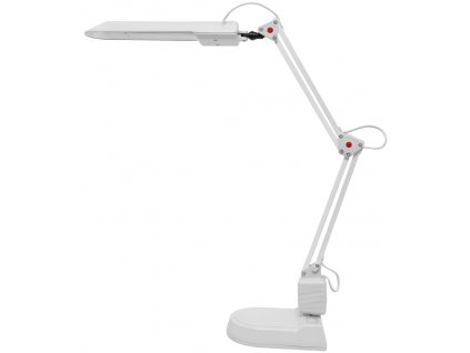 Bílá stolní kancelářská LED lampa Pantograf s podsadou i šroubovou svorkou lampička